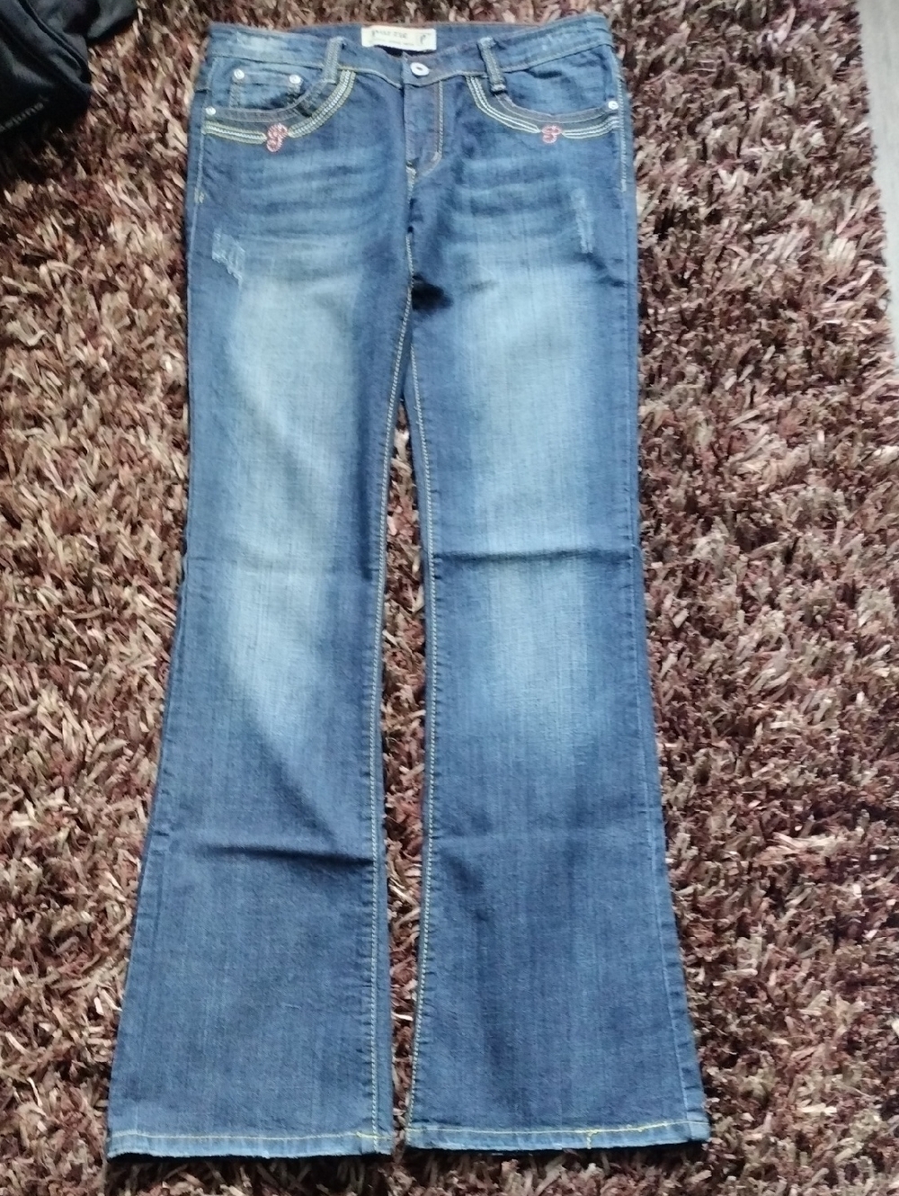 Puzzle Brand Blue Women's Bootcut Y2K Jeans - Jr 9/10